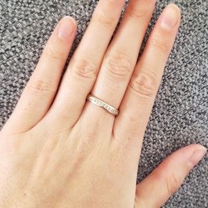 Diamond eternity band 14k white gold ring